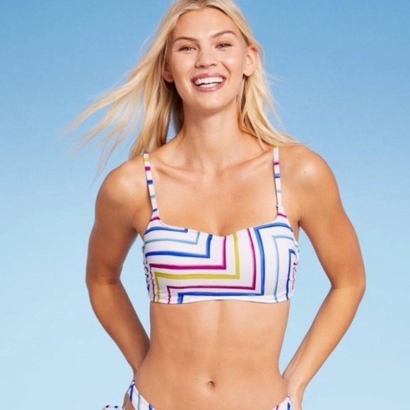 Women’s Light Lift Square Neck Bralette Bikini Top Shade & Shore™ Multi Size 34B - Picture 4 of 11